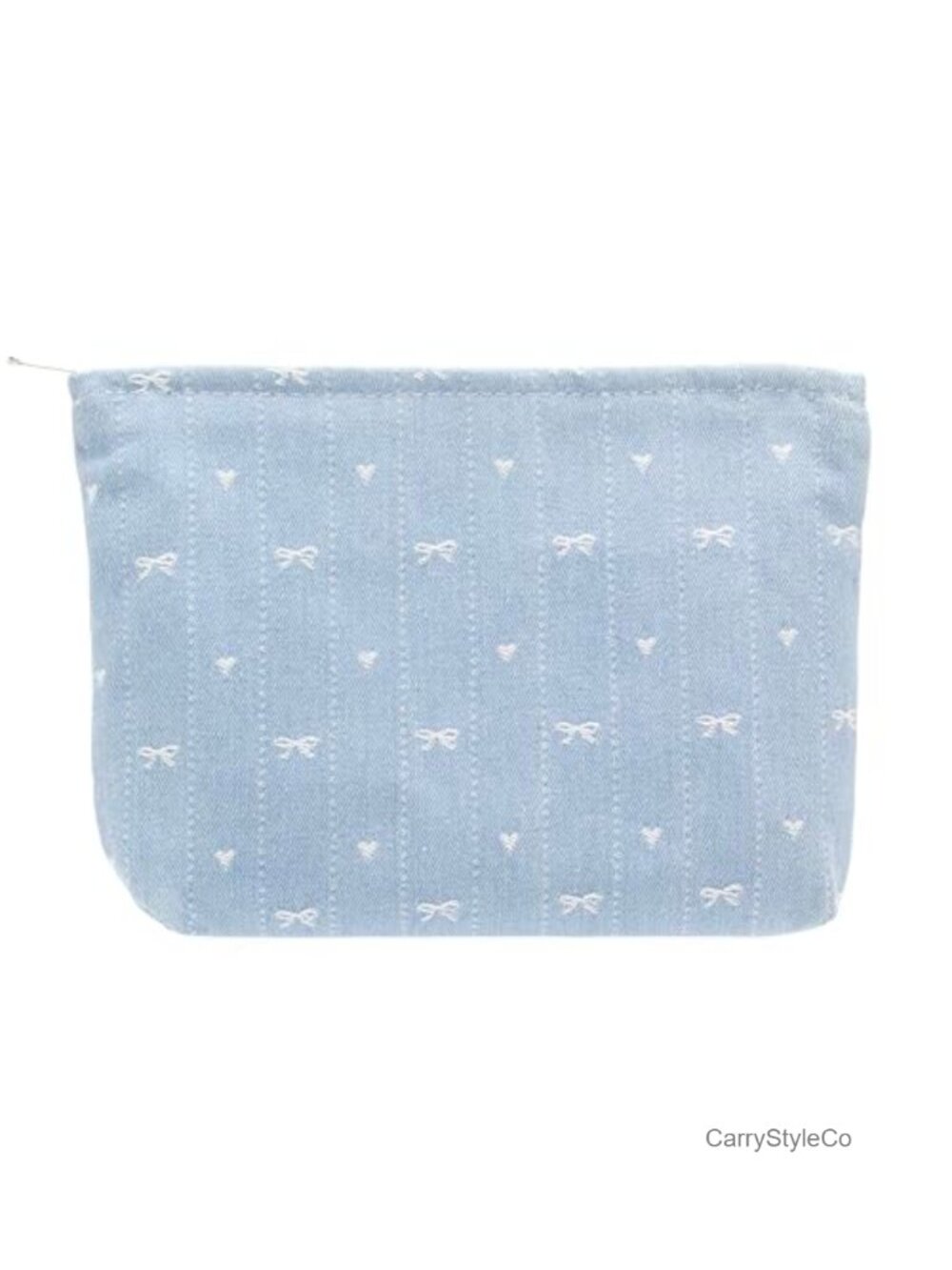 Flat Zipper Cosmetic Pouch Slim Travel Makeup Bag Canvas Lined